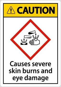 Caution Causes Severe Skin Burns Eye Damage GHS Sign Stock Illustration