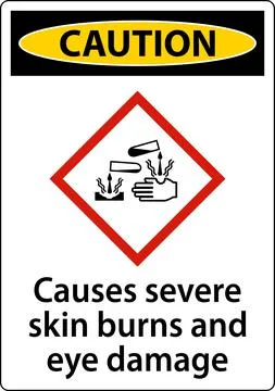 Caution Causes Severe Skin Burns Eye Damage GHS Sign Stock Illustration