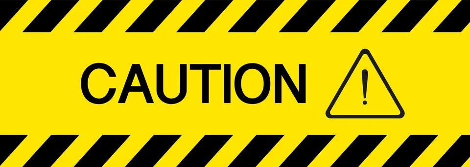 Caution. Caution signs. Caution yellow sign. Hazard warning sign. . Stock Illustration