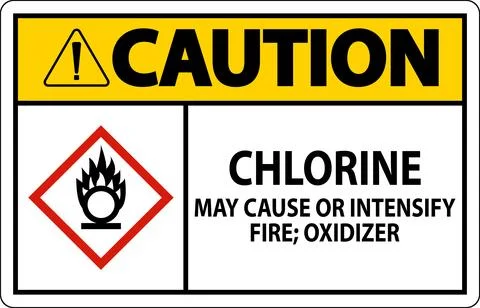 Caution Chlorine May Cause Or Intensify Fire GHS Sign Stock Illustration