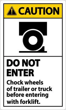 Caution Chock Wheels of Trailer Sign On White Background Stock Illustration