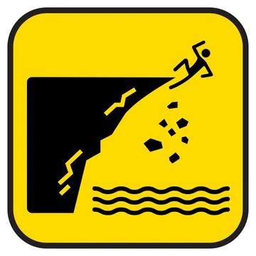 Caution cliff ahead vector icon Stock Illustration