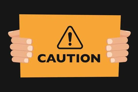 Caution concept vector illustration of important announcement. Flat human hands Stock Illustration