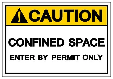 Caution Confined Space Enter By Permit Only Symbol Sign ,Vector Illustration, Stock Illustration