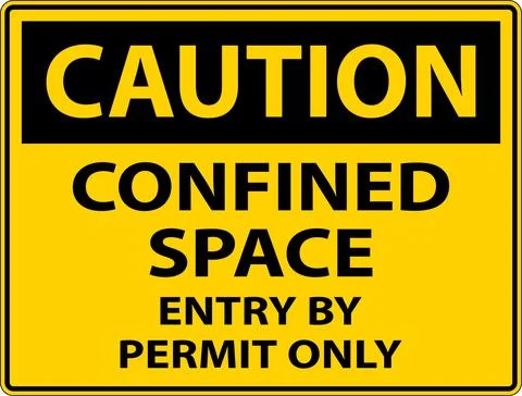 Caution Confined Space Entry By Permit Only Sign Stock Illustration