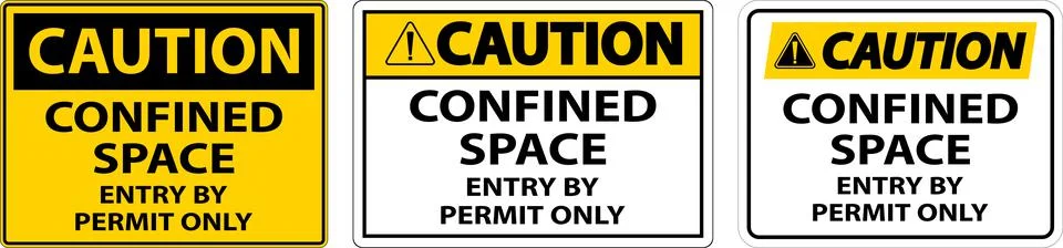 Caution Confined Space Entry By Permit Only Sign Stock Illustration