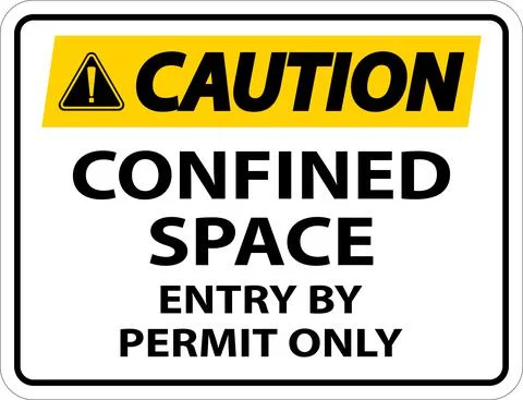 Caution Confined Space Entry By Permit Only Sign Stock Illustration