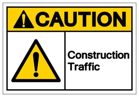 Caution Construction Traffic Symbol Sign, Vector Illustration, Isolate On Whi Stock Illustration