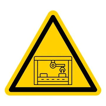 Caution Construction Zone Warning Sign with Crane Illustration Stock Illustration