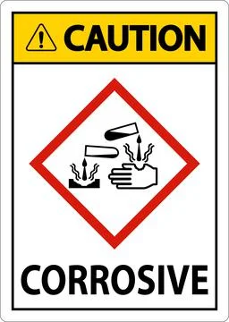 Caution Corrosive GHS Sign On White Background Stock Illustration