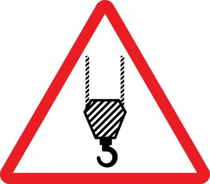 Caution crane wire rope sign. Stock Illustration