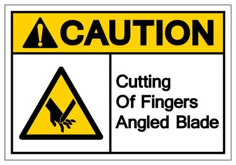 Caution Cutting Of Fingers Angled Blade Symbol Sign, Vector Illustration, Iso Stock Illustration