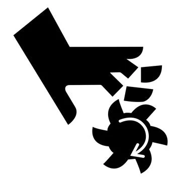 Caution Cutting of Fingers Rotating Blade Symbol Sign On White Background Stock Illustration