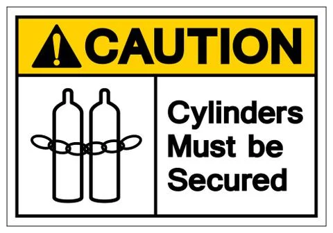 Caution Cylinders Must Be Secured Symbol Sign, Vector Illustration, Isolate O Stock Illustration