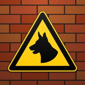 Caution - danger Be aware of dogs The area is guarded by dogs. Warning sign Illustrazione stock
