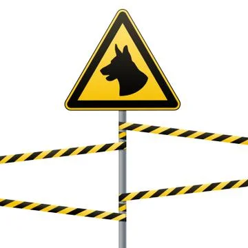Caution - danger Be aware of dogs The area is guarded by dogs. Warning sign s Stock Illustration