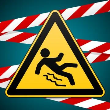 Caution - danger Beware of slippery. Safety sign. Warning triangle and crossing Stock Illustration