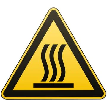 Caution - danger. Hot surface. Warning sign. Yellow triangle with a black image Stock Illustration