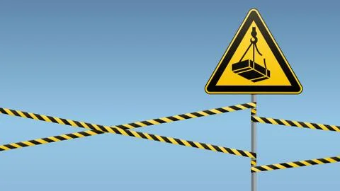 Caution - danger May fall from the height of the load. Safety sign. triangular Stock Illustration