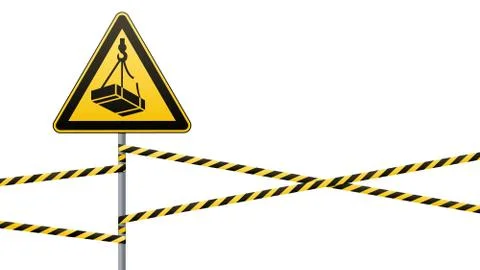 Caution - danger May fall from the height of the load. Safety sign. triangular Stock Illustration