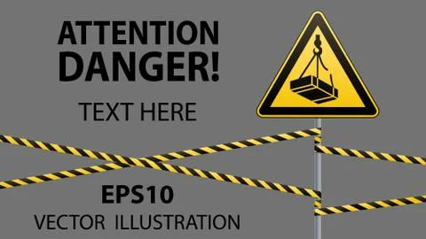 Caution - danger May fall from the height of the load. Safety sign. triangular Stock Illustration