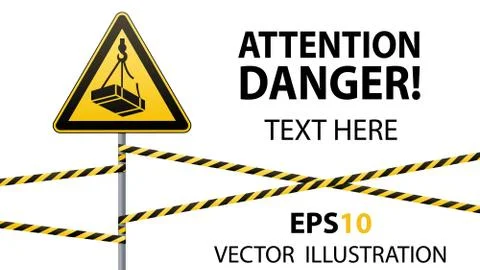 Caution - danger May fall from the height of the load. Safety sign. triangular Stock Illustration