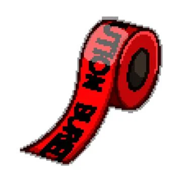 Caution danger tape pixel art vector illustration Stock Illustration