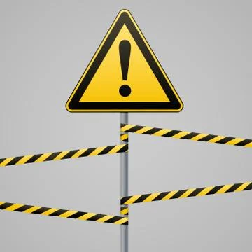 Caution - danger Warning sign safety. A yellow triangle with black image. The on Stock Illustration