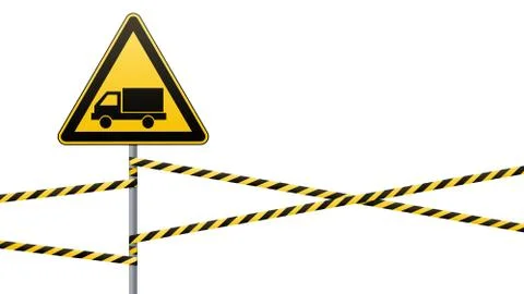 Caution - danger Warning sign safety. Beware of the Car. A yellow triangle with Stock Illustration
