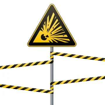 Caution - danger Warning sign safety. Explosive substances. A yellow triangle Stock Illustration