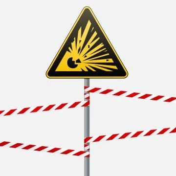 Caution - danger Warning sign safety. Explosive substances. A yellow triangle Stock Illustration