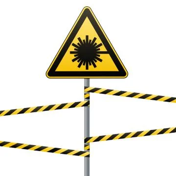 Caution - danger Warning sign safety. Danger, laser radiation. yellow triangle Stock Illustration