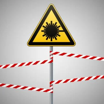 Caution - danger Warning sign safety. Danger, laser radiation. yellow triangle Stock Illustration