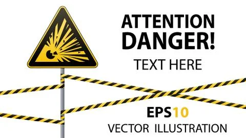 Caution - danger Warning sign safety. Explosive substances. yellow triangle with Stock-Illustration