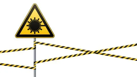 Caution - danger Warning sign safety. Danger, laser radiation. yellow triangle Stock Illustration