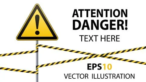 Caution - danger Warning sign safety. yellow triangle with black image. sign on Stock Illustration