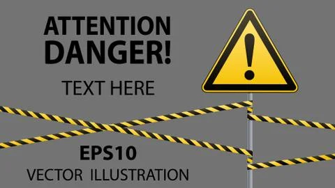 Caution - danger Warning sign safety. yellow triangle with black image. sign on Stock-Illustration
