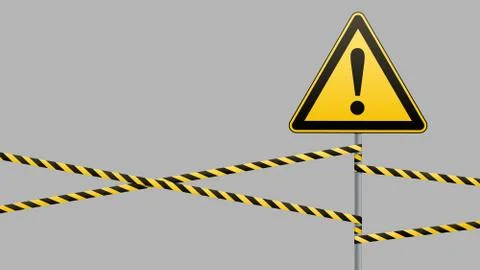 Caution - danger Warning sign safety. yellow triangle with black image. sign on Stock Illustration