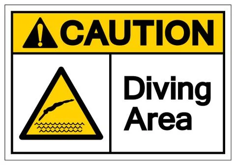 Caution Diving Area Symbol Sign, Vector Illustration, Isolate On White Backgr Stock Illustration