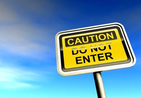 "Caution - do not enter" sign against the cloudy sky Stock-Illustration