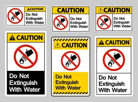 Caution Do Not Extinguish With Water Symbol Sign On White Background Stock Illustration