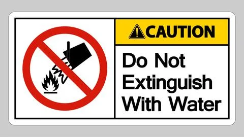 Caution Do Not Extinguish With Water Symbol Sign On White Background Stock Illustration