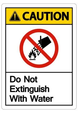 Caution Do Not Extinguish With Water Symbol Stock Illustration