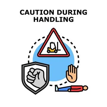 Caution during handling indicating workplace safety compliance Stock Illustration