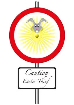 Caution Easter Thief Stock Illustration