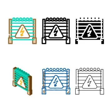 Caution electricity color icon vector set Stock Illustration