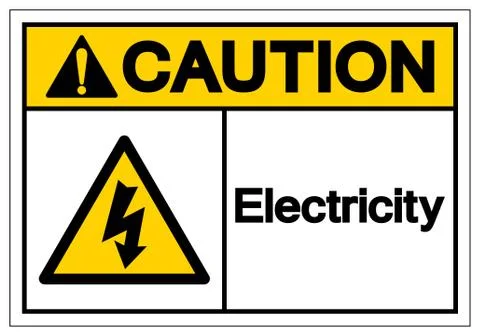 Caution Electricity Symbol Sign ,Vector Illustration, Isolate On White Backgr Stock Illustration