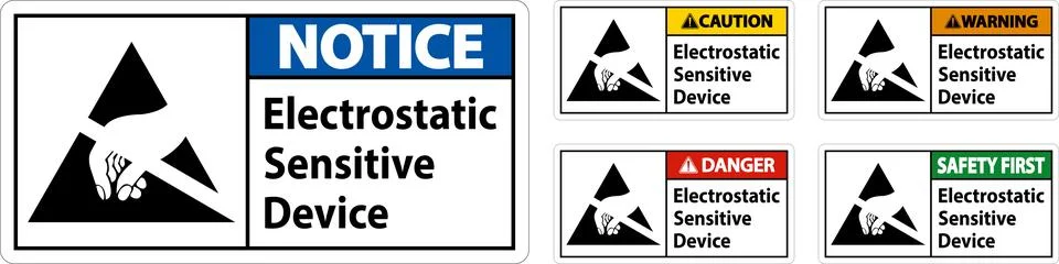 Caution Electrostatic Sensitive Device Sign On White Background Stock Illustration