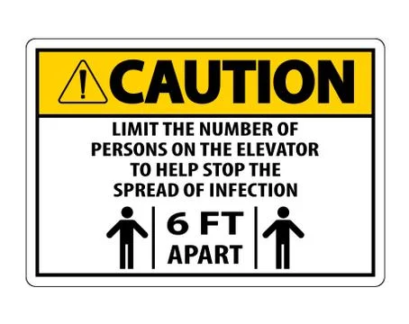 Caution Elevator Physical Distancing Sign Isolate On White Background,Vector  스톡 일러스트