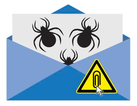 Caution with Email Attachment Illustrazione stock